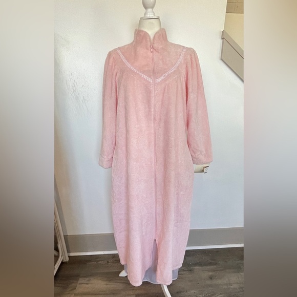 NWT Vintage Kinnaird Pink Cotton Plush Robe Housecoat Made in Ireland Medium - Picture 4 of 12